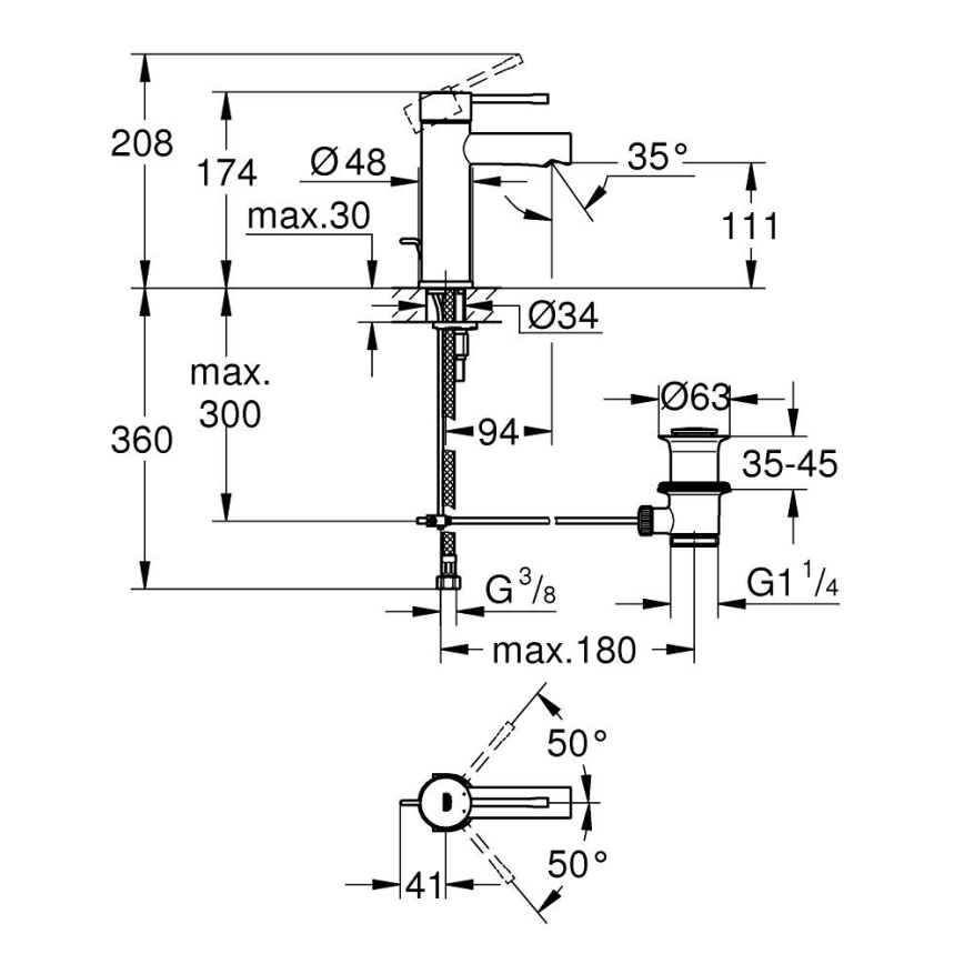 GROHE 32898001 - Tvättställsblandare ESSENCE DN 15 i polerad krom