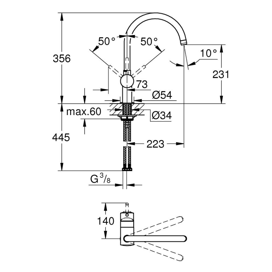 GROHE 32917GN0 - Diskbänksblandare A i guldutförande