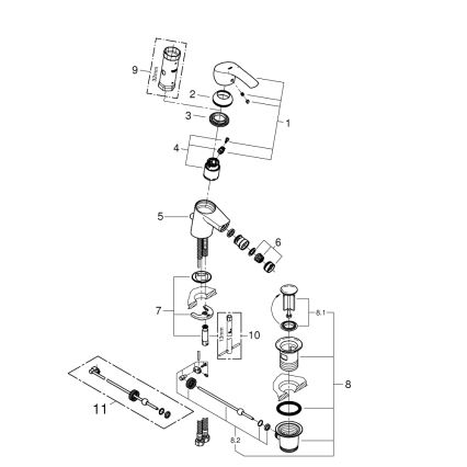 GROHE 32929002 - Bidettblandare EUROSMART, storlek S, polerad krom