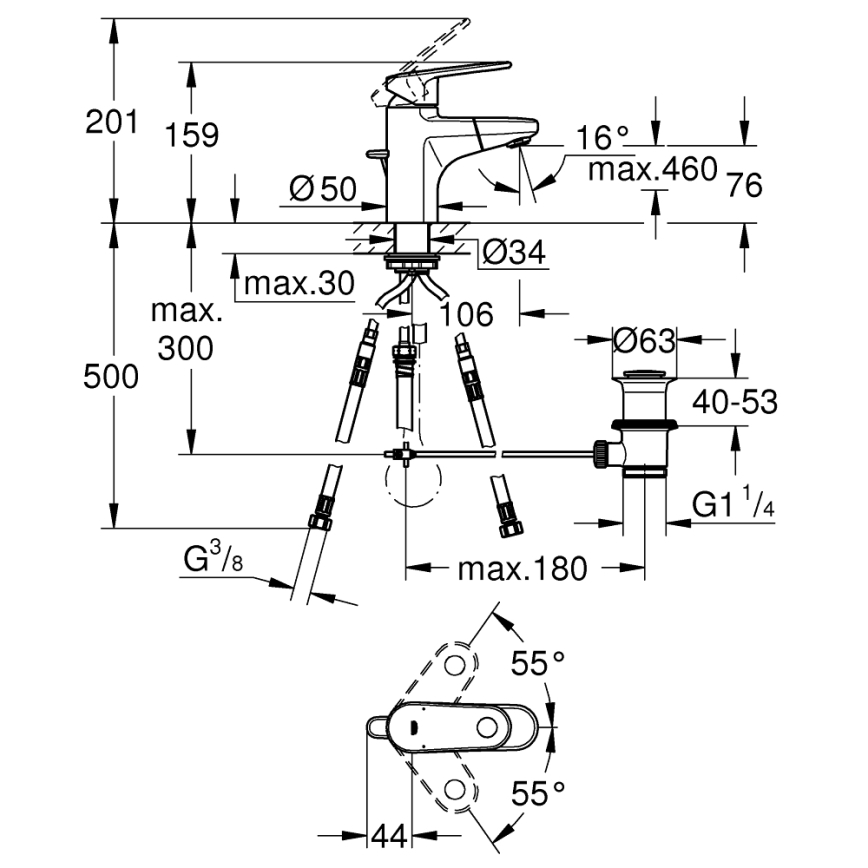GROHE 33155002 - Tvättställsblandare EUROPLUS DN 15 polerad krom
