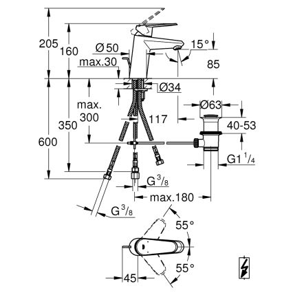 GROHE 33177002 - Tvättställsblandare EURODISC COSMOPOLITAN DN 15 polerat krom