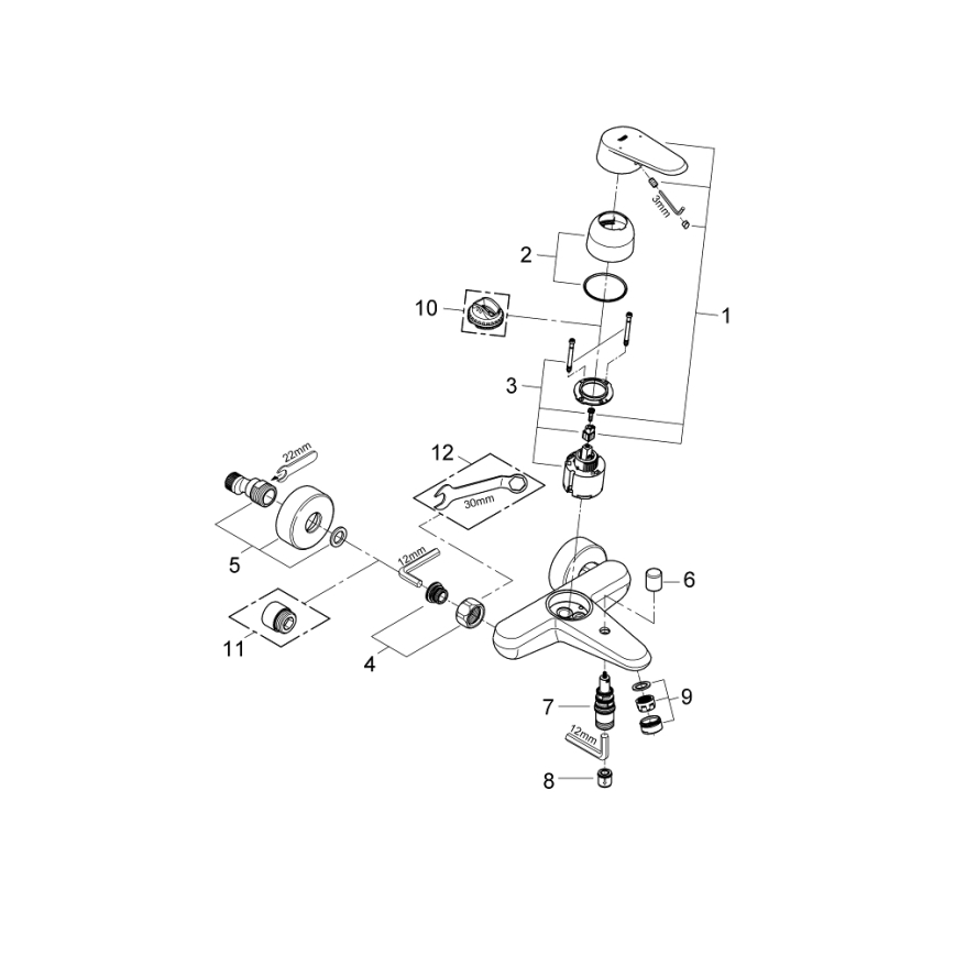 GROHE 33390002 - Badkarsblandare EURODISC COSMOPOLITAN DN 15 blank krom