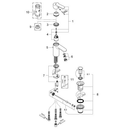 GROHE 33561002 - Tvättställsblandare EUROSTYLE COSMOPOLITAN DN 15 blank krom