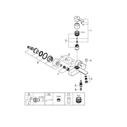 GROHE 33849001 - Badkarsblandare LINEARE DN 15, polerad krom