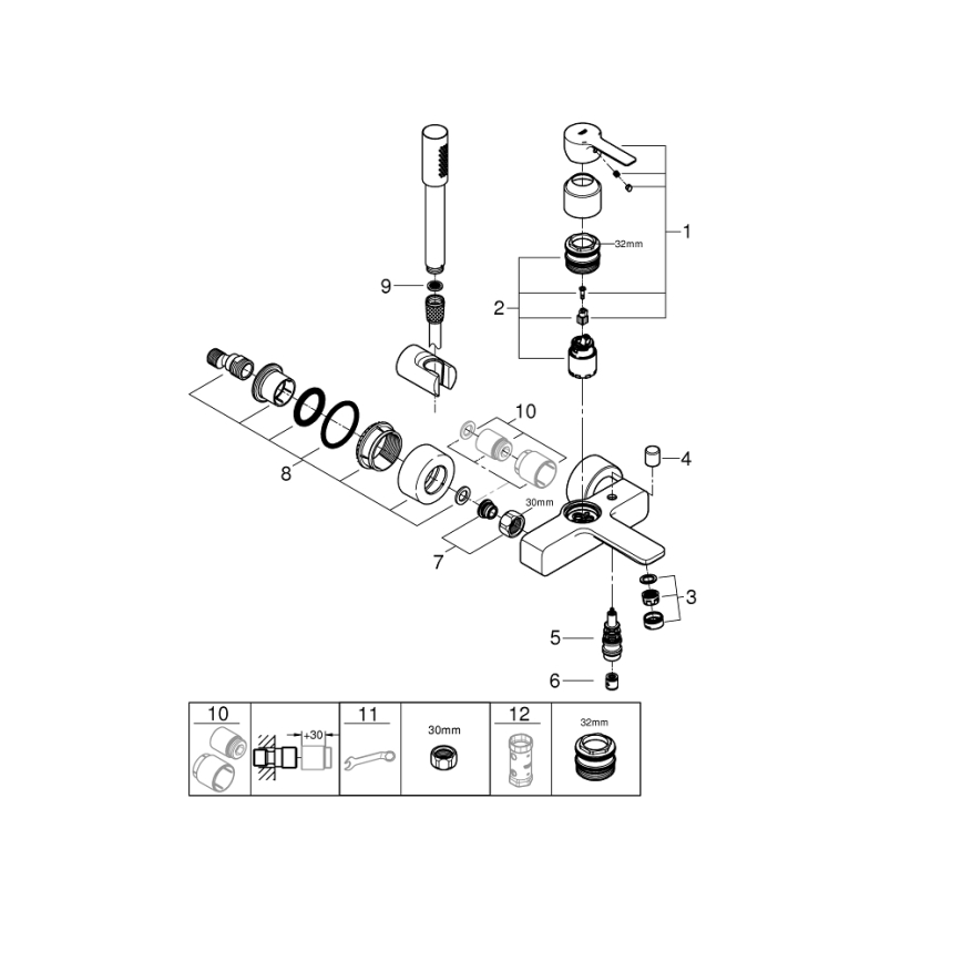 GROHE 33850001 - Badkarsblandare LINEARE DN 15, blank krom
