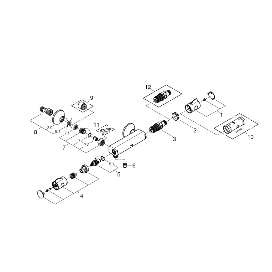 GROHE 34558000 - Termostatstyrd duschblandare GROHTHERM 800 DN 15, blankkrom