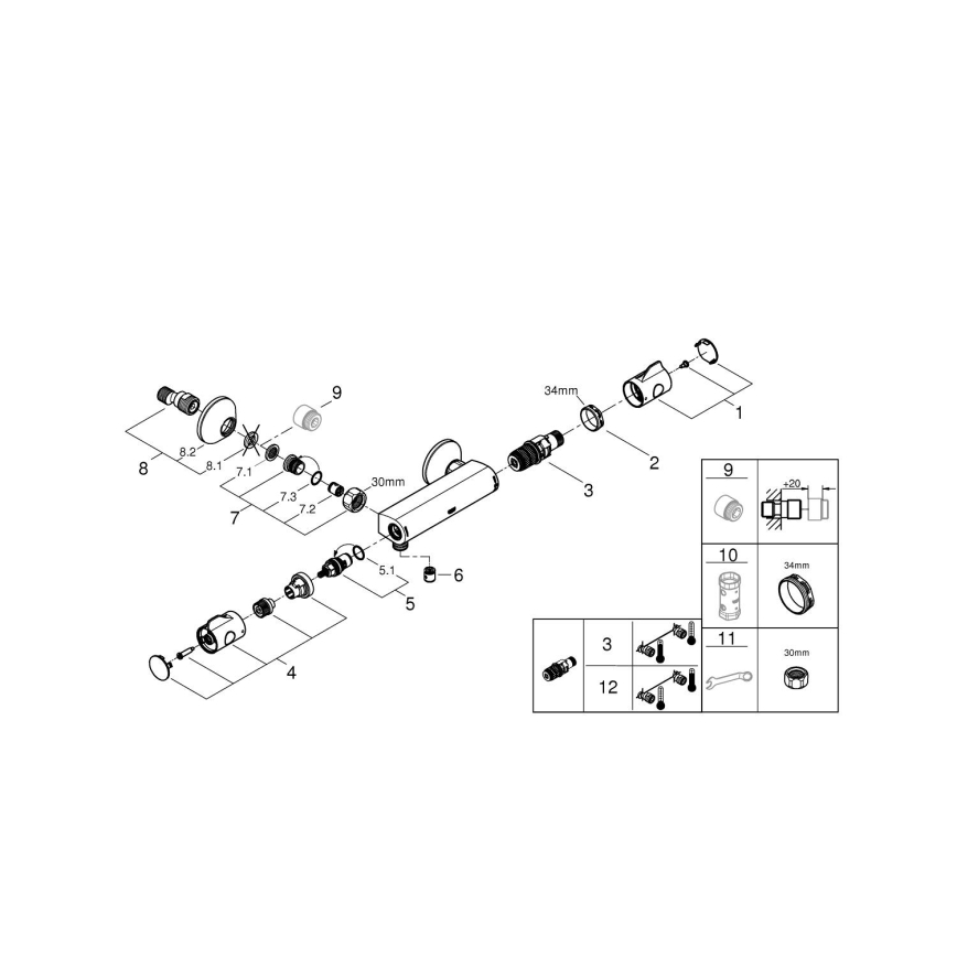 GROHE 34558000 - Termostatstyrd duschblandare GROHTHERM 800 DN 15, blankkrom
