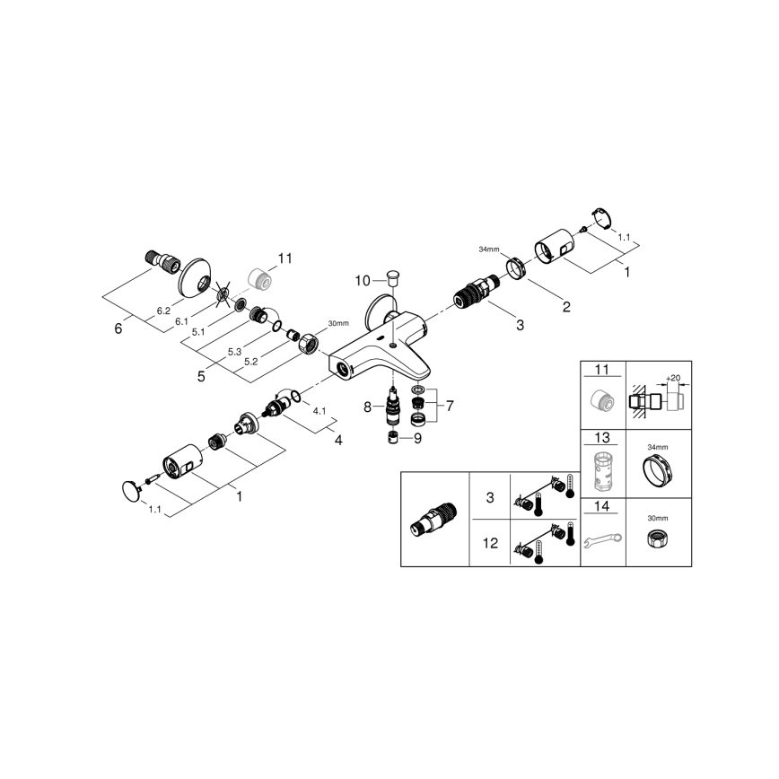GROHE 345982430 - Termostatisk badkarsblandare PRECISION START 168 mm svart