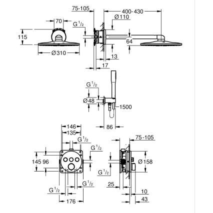 GROHE 34874000 - Duschsystem PRECISION SMARTCONTROL 310 mm blank krom