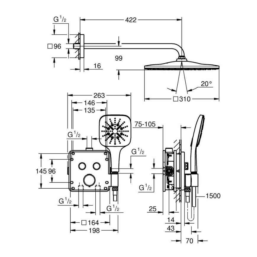 GROHE 34876000 - Duschsystem PRECISION SMARTCONTROL 310 × 310 mm krom