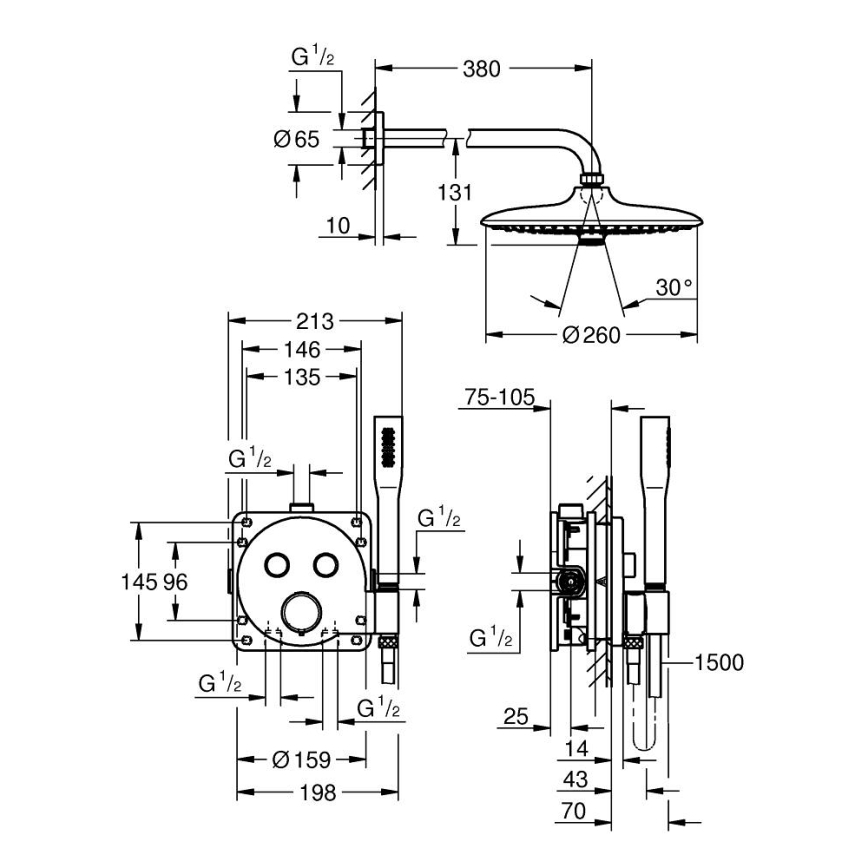 GROHE 34878000 - Duschsystem PRECISION SMARTCONTROL 260 mm blank krom