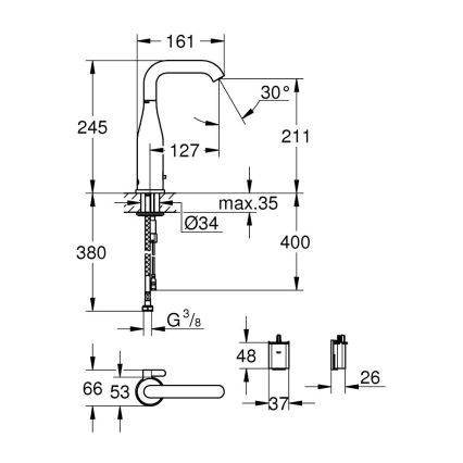 GROHE 36445000 - Infraelektronisk tvättställsblandare ESSENCE E polerad krom