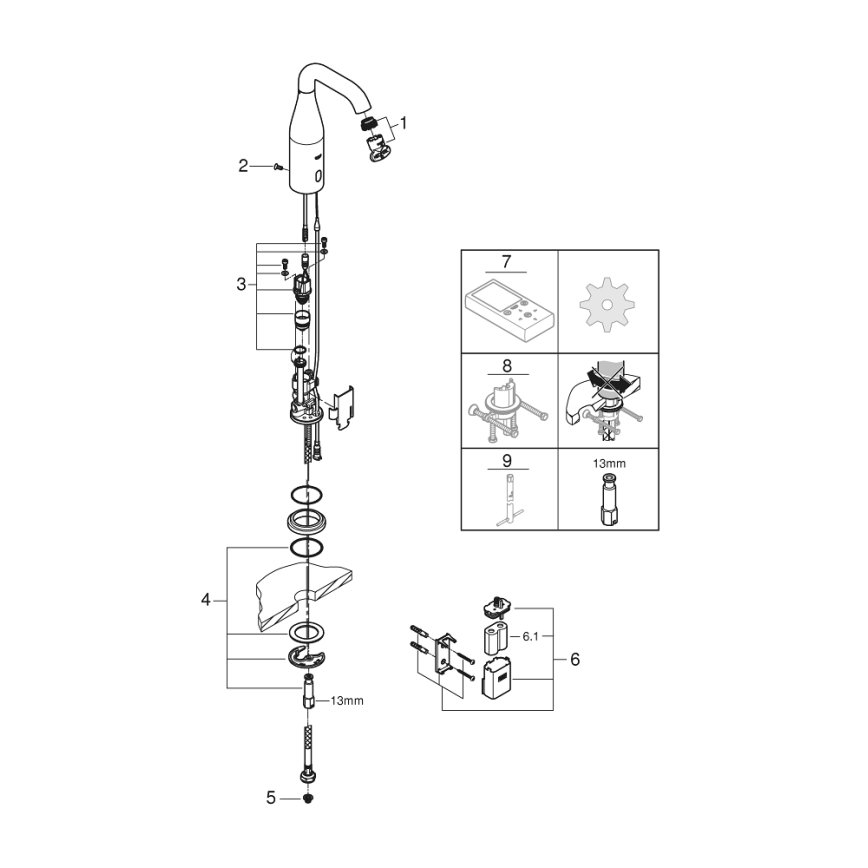 GROHE 36446000 - ESSENCE E elektronisk sensorblandare, blank krom
