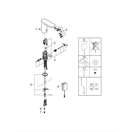 GROHE 36453000 - Infraröd elektronisk tvättställsblandare BAU COSMOPOLITAN E 123 mm krom