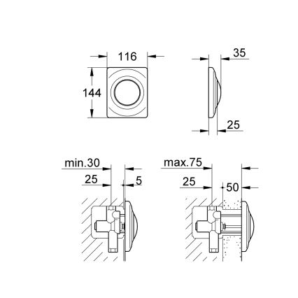 GROHE 37018SH0 - Spolknapp SURF 116 × 144 mm vit