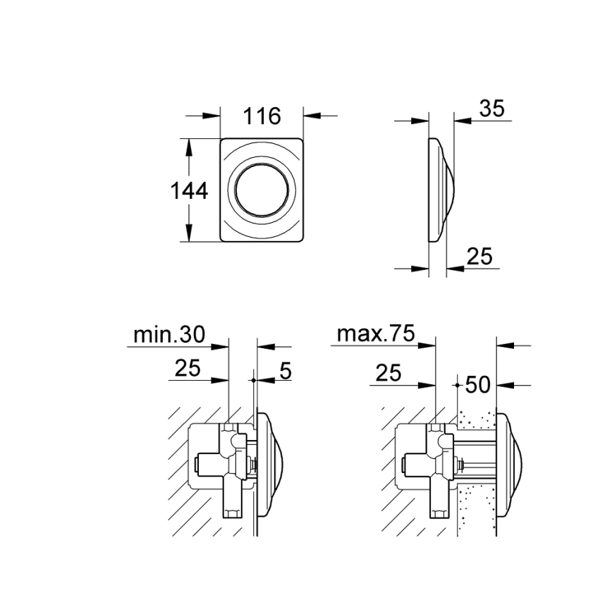 GROHE 37018SH0 - Spolknapp SURF 116 × 144 mm vit