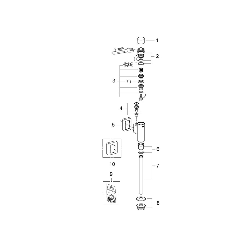 GROHE 37339000 - RONDO urinalspolventil 12” polerad krom