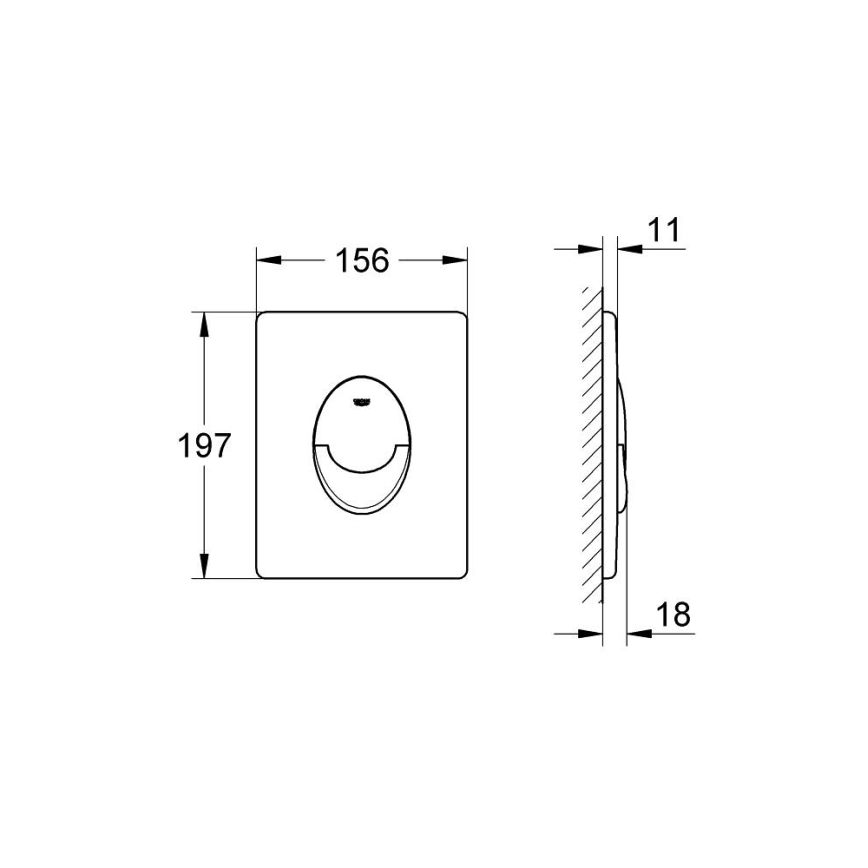 GROHE 38505P00 - Spolknapp SKATE AIR 156 × 197 mm mattkrom