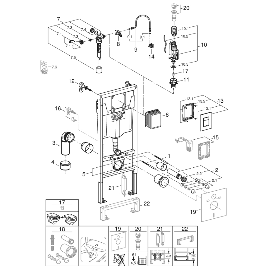 GROHE 39186000 - Inbyggnadsset SOLIDO 1,13 m vit
