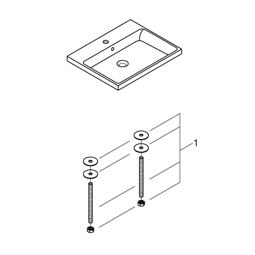 GROHE 3947900H - Tvättställ CUBE CERAMIC 600 × 490 mm keramik/vit