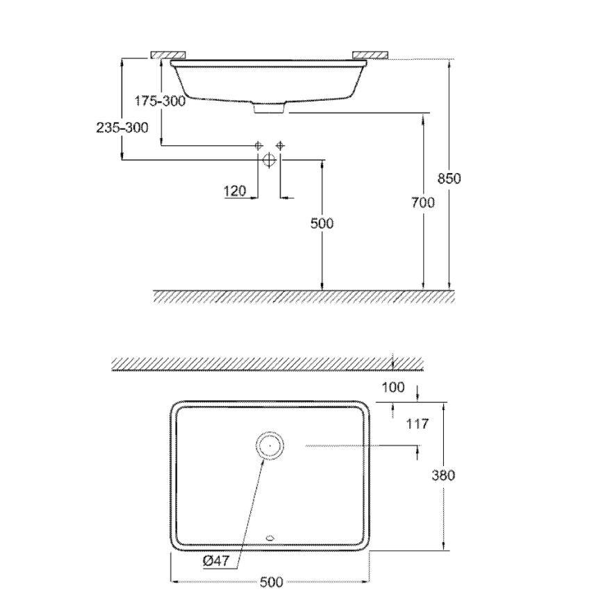 GROHE 3948000H - Tvättställ CUBE CERAMIC 492 × 370 mm keramik/vit