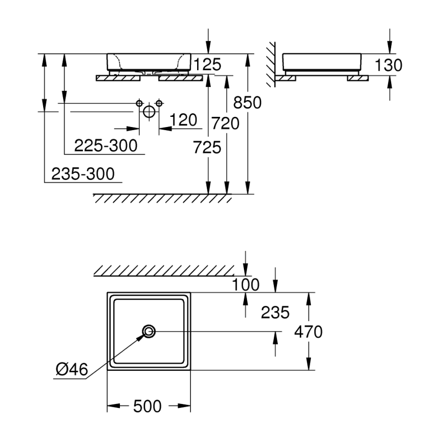 GROHE 3948100H - Tvättställ CUBE 500 × 470 mm keramik/vit