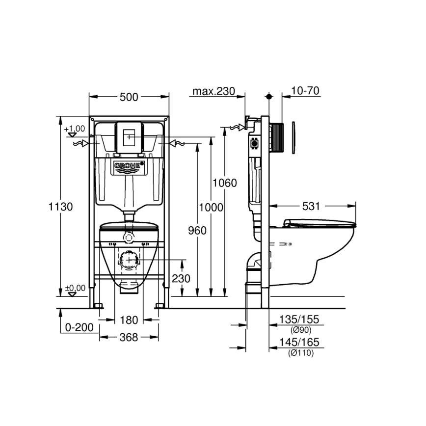 GROHE 39586000 - 5-i-1-set SOLIDO 1,13 m keramik/vit