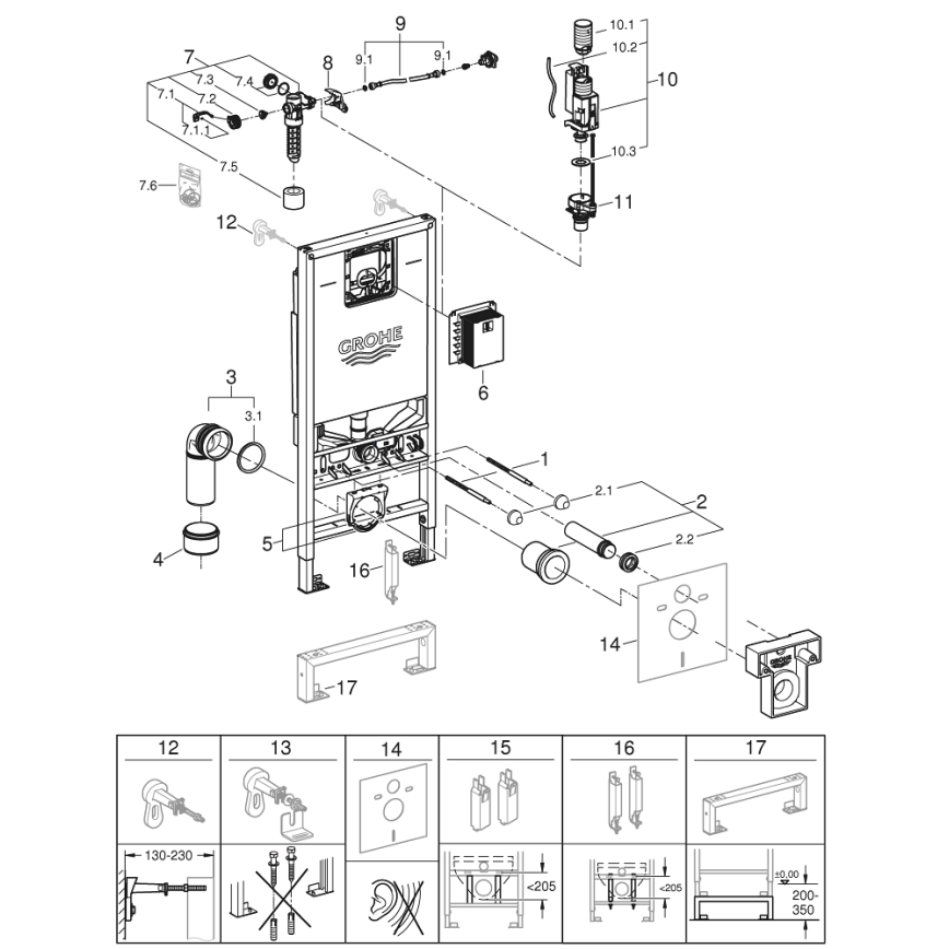 GROHE 39596000 - WC-modul RAPID SLX 1130 mm vit