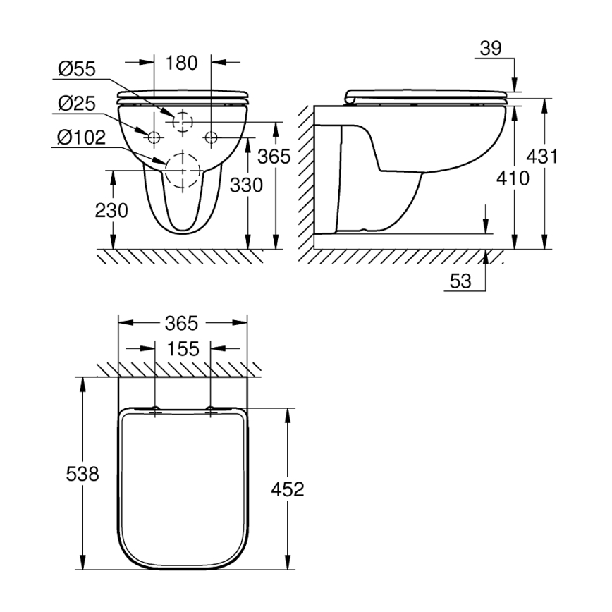 GROHE 39815000 - Vägghängd WC START EDGE 53,8 x 36,5 cm vit