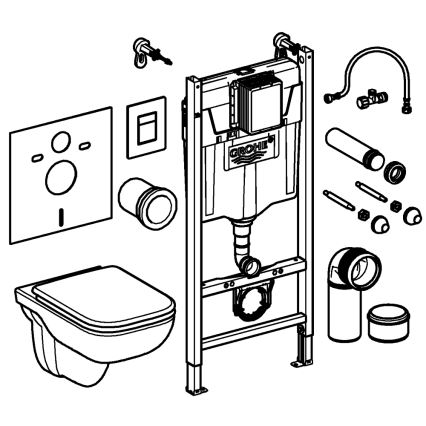GROHE 39816000 - Komplett WC-set SOLIDO COMPACT 1,13 m, keramik/vit