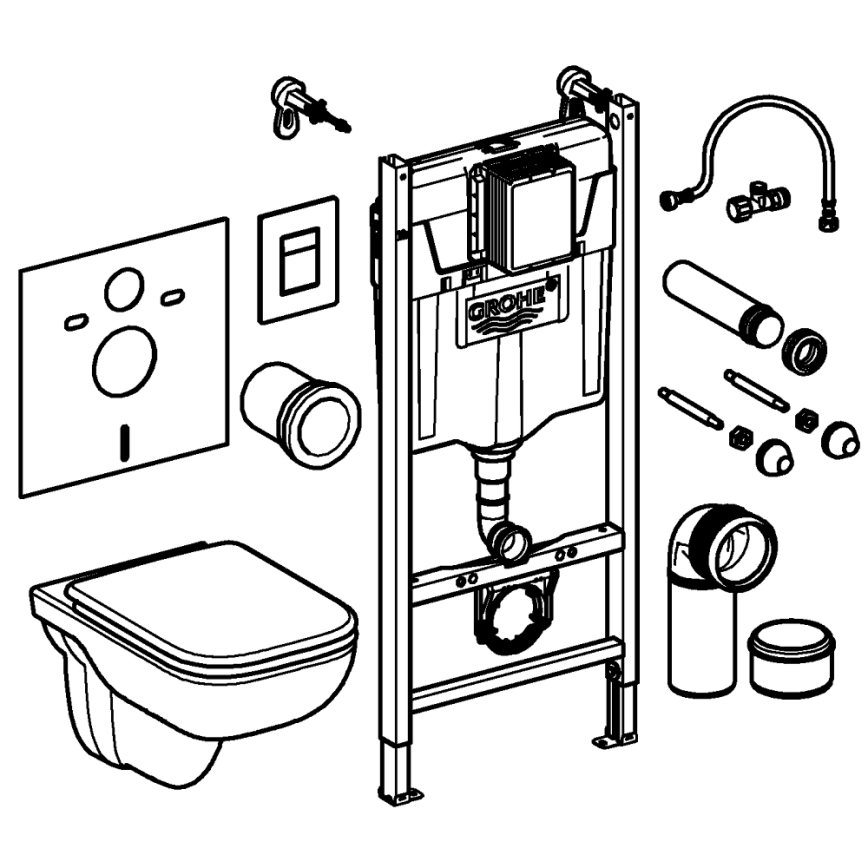 GROHE 39816000 - Komplett WC-set SOLIDO COMPACT 1,13 m, keramik/vit