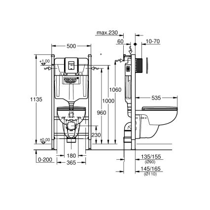GROHE 39816000 - Komplett WC-set SOLIDO COMPACT 1,13 m, keramik/vit