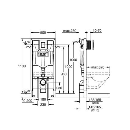 GROHE 39817000 - SOLIDO WC-set 1,13 m, keramik/vit