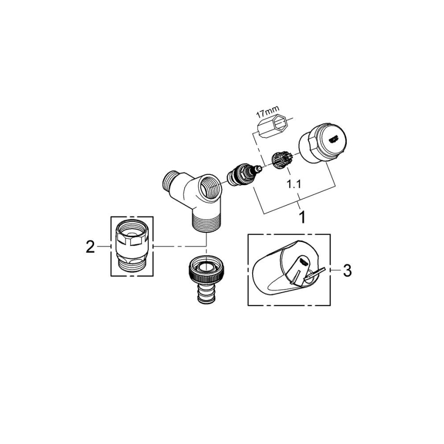 GROHE 41010000 - Anslutningsventil EGGEMANN DN 15, polerad krom