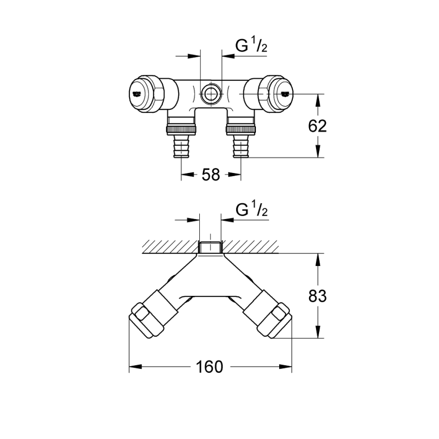GROHE 41020000 - Dubbelventil EGGEMANN 12” i polerad krom