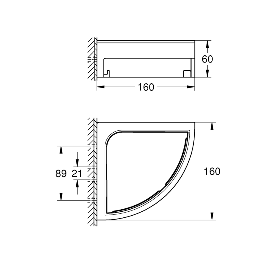 GROHE 41106DC0 - Hörnhylla för dusch START CUBE 200 x 200 x 60 mm i rostfritt stål