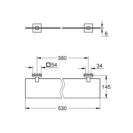 GROHE 41109000 - Glashylla START CUBE 530 mm, polerad krom