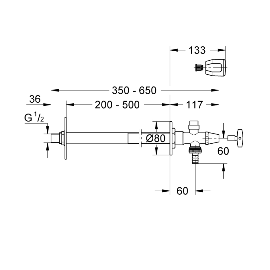 GROHE 41208000 - Utomhusväggventil EUROTEC DN 15 blankkrom
