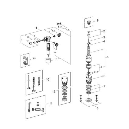 GROHE 43907PI0 - Utbytessats för keramiska spolcisterner, matt krom