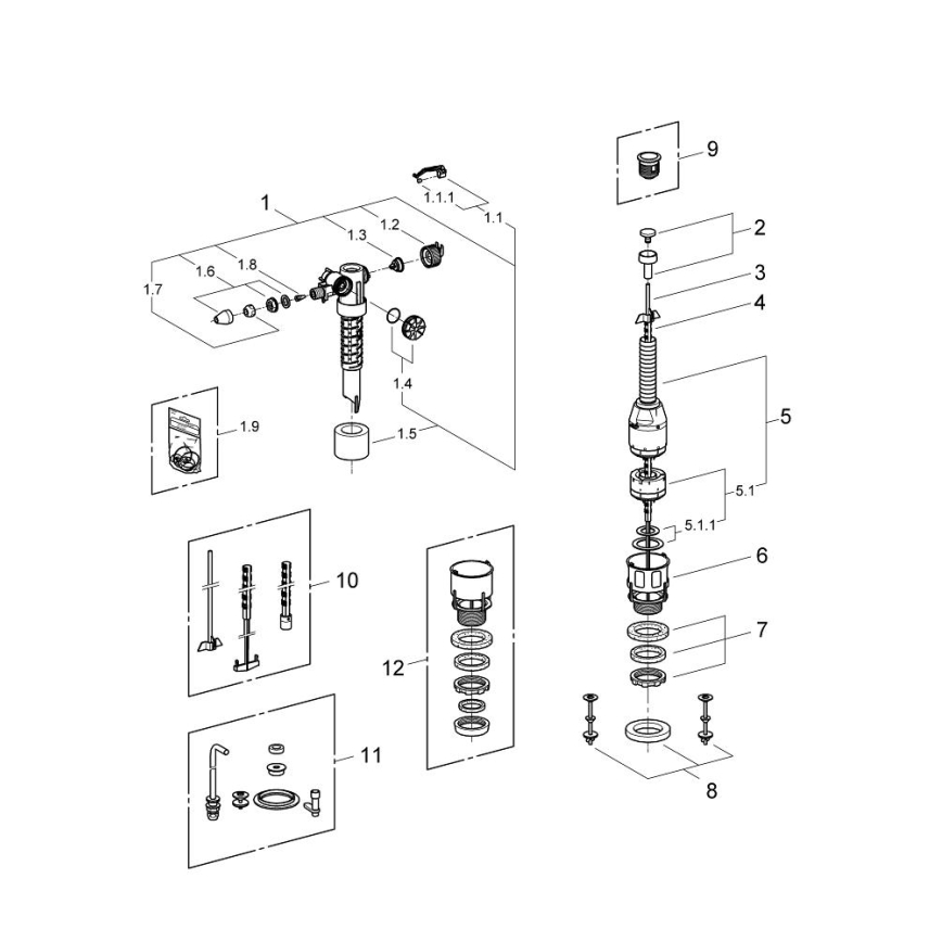 GROHE 43907PI0 - Utbytessats för keramiska spolcisterner, matt krom