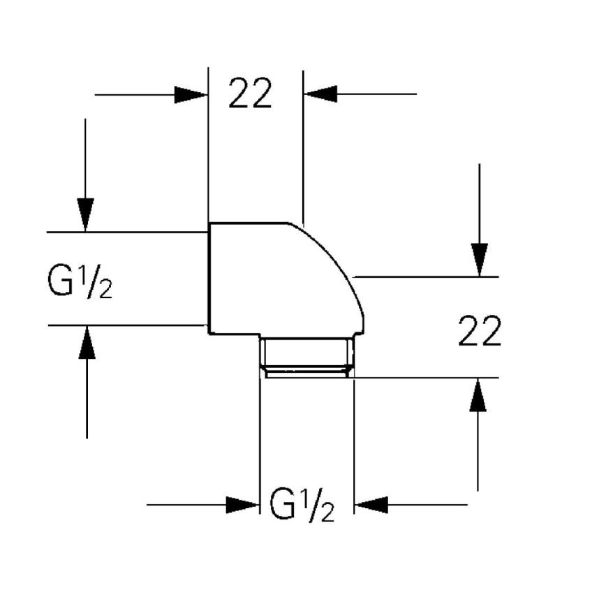 GROHE 45304000 - Duschvinkel DN 15 × DN 15, polerad krom