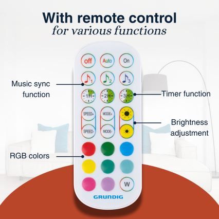 Grundig - dimmbar LED RGBW golvlampa LED/6W/230V + fjärrkontroll