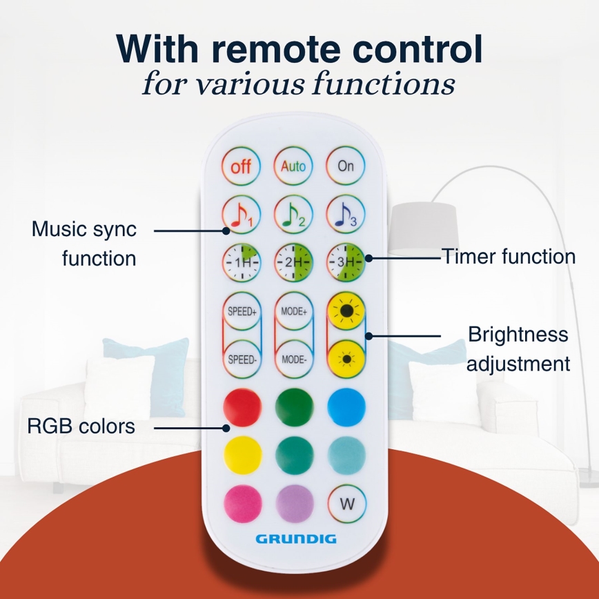Grundig - dimmbar LED RGBW golvlampa LED/6W/230V + fjärrkontroll