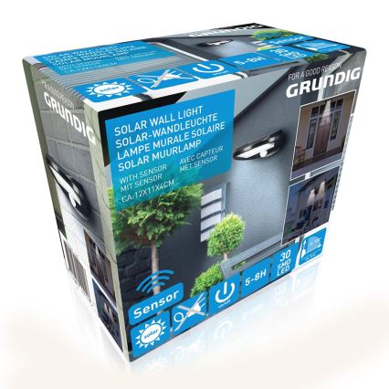 Grundig - KIT  2x LED solcell väggbelysning med sensor LED/3,2V