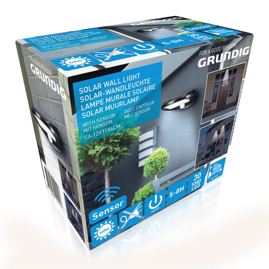 Grundig - KIT  2x LED solcell väggbelysning med sensor LED/3,2V