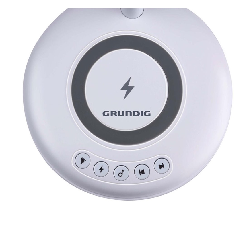 Grundig - LED bordslampa med trådlös laddning och inbyggd högtalare 3 i 1 LED/15W/5V