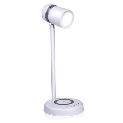 Grundig - LED bordslampa med trådlös laddning och inbyggd högtalare 3 i 1 LED/15W/5V