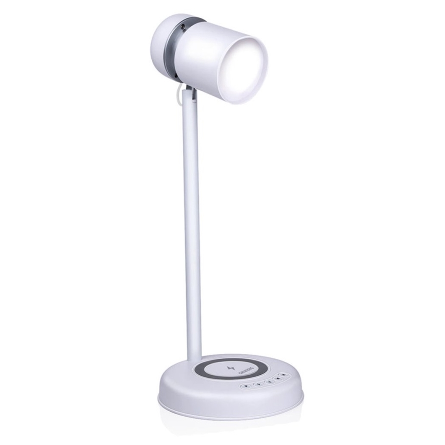Grundig - LED bordslampa med trådlös laddning och inbyggd högtalare 3 i 1 LED/15W/5V