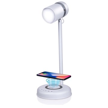 Grundig - LED bordslampa med trådlös laddning och inbyggd högtalare 3 i 1 LED/15W/5V