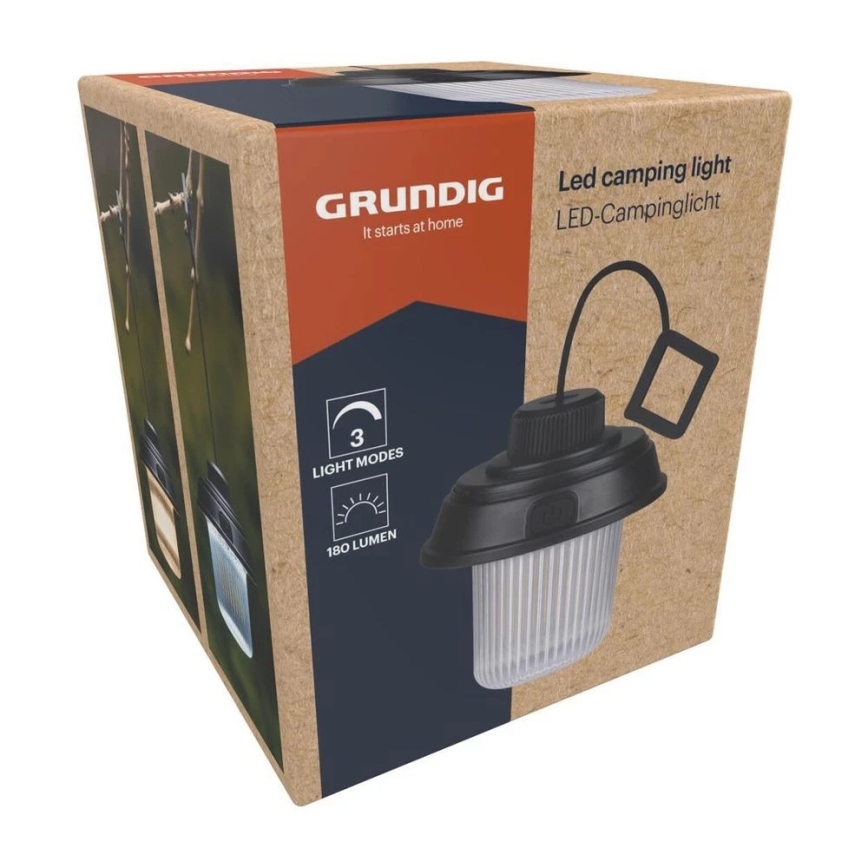 Grundig - LED campinglykta LED/3xAA 3000/4500/6000K IP44 svart